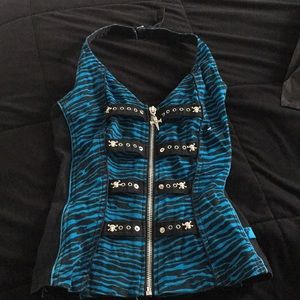 Super cute blue and black zebra corset
